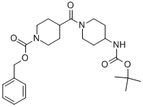 4-(4-TERT-BUTOXYCARBONYLAMINO-PIPERIDINE-1-CARBONYL)-PIPERIDINE-1-CARBOXYLIC ACID BENZYL ESTER Struktur