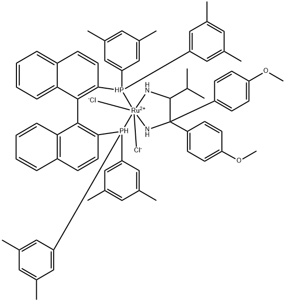 Dichloro{(R)-(+)-2,2'-bis[di(3,5-xylyl)phosphino]-1,1'-binaphthyl}[(2R)-(-)-1,1-bis(4-methoxyphenyl)-3-methyl-1,2-butanediamine]ruthenium(II)|氯{-(+)-2,2'-双[二(3,5-二甲苯基)磷]-1,1'-联萘}[(2R)-(-)-1,1-双(4-甲氧苯基)-3-甲基-1,2-丁基二胺基]钌(II)