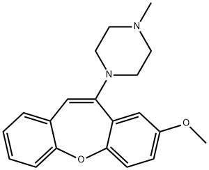 1-(8-メトキシジベンゾ[b,f]オキセピン-10-イル)-4-メチルピペラジン 化学構造式