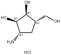 (1S,2R,3S,4S)-2,3-DIHYDROXY-4-(HYDROXYMETHYL)-1-AMINOCYCLOPENTANE HYDROCHLORIDE Struktur