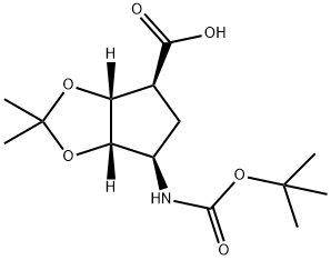 (1S,3R,4S,6R)-N-BOC-6-アミノ-2,2-ジメチルテトラヒドロシクロペンタ〔1.3〕ジオキソール-4-カルボン酸 化学構造式