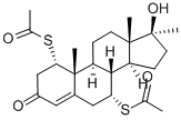 1α,7α-ビス(アセチルチオ)-17β-ヒドロキシ-17α-メチルアンドロスタ-4-エン-3-オン 化学構造式
