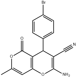 4H,5H-PYRANO[4,3-B]PYRAN-3-CARBONITRILE, 2-AMINO-4-(4-BROMOPHENYL)-7-METHYL-5-OXO- Structure