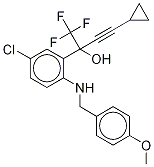(S)-α-(トリフルオロメチル)-α-(シクロプロピルエチニル)-2-(4-メトキシベンジルアミノ)-5-クロロベンゼンメタノール 化学構造式