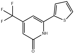3-Cyano-6-(2-thienyl)-4-trifluoromethyl-2(1H)-pyridone 化学構造式