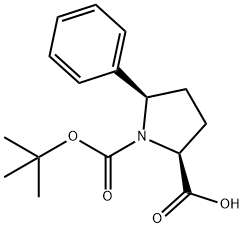 (2S,5R)-N-叔丁氧羰基-5-苯基吡咯烷-2-甲酸,221352-49-4,结构式