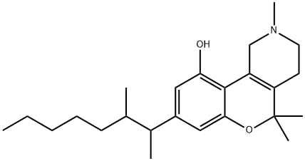 8-(1,2-Dimethylheptyl)-1,3,4,5-tetrahydro-2,5,5-trimethyl-2H-[1]benzopyrano[4,3-c]pyridin-10-ol Struktur