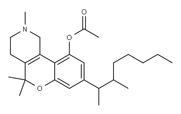 8-(1,2-Dimethylheptyl)-1,3,4,5-tetrahydro-2,5,5-trimethyl-2H-[1]benzopyrano[4,3-c]pyridin-10-ol acetate Structure