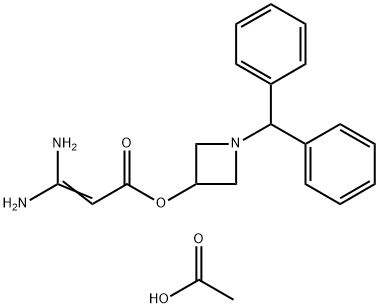 1-二苯甲基氮杂环丁-3-基 3,3-二氨基丙烯酸酯乙酸盐, 221906-67-8, 结构式