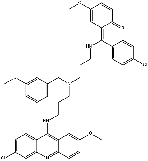 N'-(6-CHLORO-2-METHOXY-9-ACRIDINYL)-N-[3-[(6-CHLORO-2-METHOXY-9-ACRIDINYL)AMINO]PROPYL]-N-[(3-METHOXYPHENYL)METHYL]-1,3-PROPANEDIAMINE 结构式