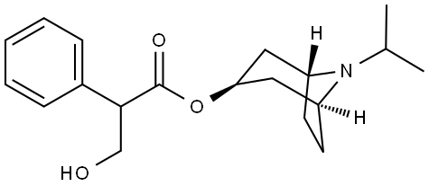 rac-(R*)-α-(ヒドロキシメチル)ベンゼン酢酸(1β,5β)-8-(1-メチルエチル)-8-アザビシクロ[3.2.1]オクタン-3α-イル 化学構造式