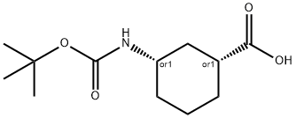 cis-3-(tert-ブトキシカルボニルアミノ)シクロヘキサンカルボン酸 化学構造式