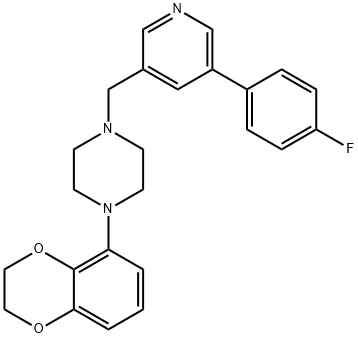 1-(2,3-二氢-1,4-苯并二恶烷-5-基)-4-[[5-(4-氟苯基)-3-吡啶基]甲基]哌嗪, 222551-17-9, 结构式