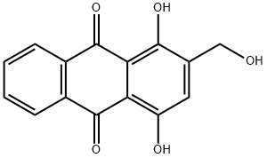 2-(ヒドロキシメチル)-1,4-ジヒドロキシ-9,10-アントラセンジオン 化学構造式
