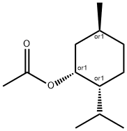 rel-5β*-メチル-2α*-イソプロピル-1α*-シクロヘキサノールアセタート 化学構造式