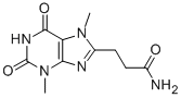 1,2,3,6-テトラヒドロ-3,7-ジメチル-2,6-ジオキソ-7H-プリン-8-プロピオンアミド 化学構造式