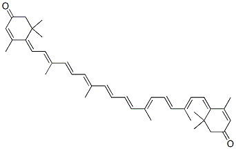 (4E)-3,5,5-trimethyl-4-[(2E,4E,6E,8E,10E,12E,14E,16E,18E)-3,7,12,16-te tramethyl-18-(2,6,6-trimethyl-4-oxo-1-cyclohex-2-enylidene)octadeca-2, 4,6,8,10,12,14,16-octaenylidene]cyclohex-2-en-1-one 结构式