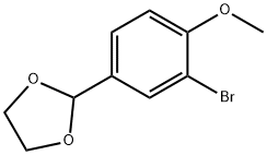 1-ブロモ-5-(1,3-ジオキソラン-2-イル)-2-メトキシベンゼン 化学構造式