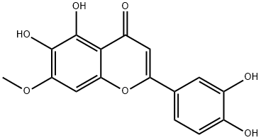 3',4',5,6-テトラヒドロキシ-7-メトキシフラボン 化学構造式