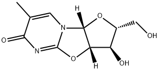 (2R)-2,3,3aβ,9aβ-テトラヒドロ-3β-ヒドロキシ-2α-(ヒドロキシメチル)-7-メチル-6H-フロ[2',3':4,5]オキサゾロ[3,2-a]ピリミジン-6-オン 化学構造式