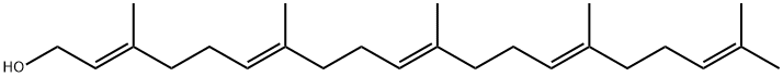 (2E,6E,10E,14E)-3,7,11,15,19-ペンタメチルイコサン-2,6,10,14,18-ペンタエン-1-オール 化学構造式