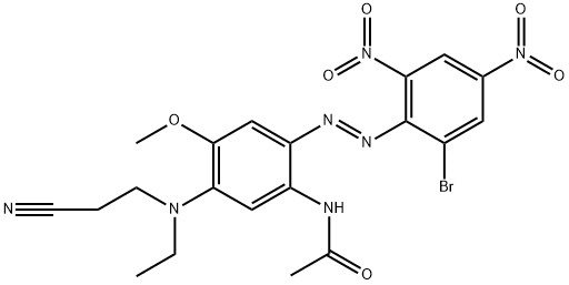 N-[2-[(2-溴-4,6-二硝基苯基)偶氮]-5-[(2-氰乙基)乙氨基]-4-甲氧苯基]乙酰胺, 22578-86-5, 结构式