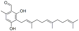 2,4-Dihydroxy-6-methyl-3-[(2E,6E)-3,7,11-trimethyl-2,6,10-dodecatrienyl]benzaldehyde Structure