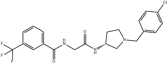N-[2-[[(3R)-1-[(4-chlorophenyl)methyl]-3-pyrrolidinyl]amino]-2-oxoethyl]-3-(trifluoromethyl)benzamidehydrochloride Structure