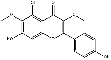 4',5,7-トリヒドロキシ3,6-ジメトキシフラボン 化学構造式