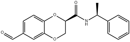 N-(1(S)-フェニルエチル)-6-ホルミル-2,3-ジヒドロ-1,4-ベンゾジオキシン-2-(R)-カルボキサミド 化学構造式