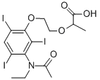 2-[2-[3-(N-エチルアセチルアミノ)-2,4,6-トリヨードフェノキシ]エトキシ]プロピオン酸 化学構造式