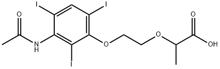 2-[2-(3-acetamido-2,4,6-triiodo-phenoxy)ethoxy]propanoic acid Struktur