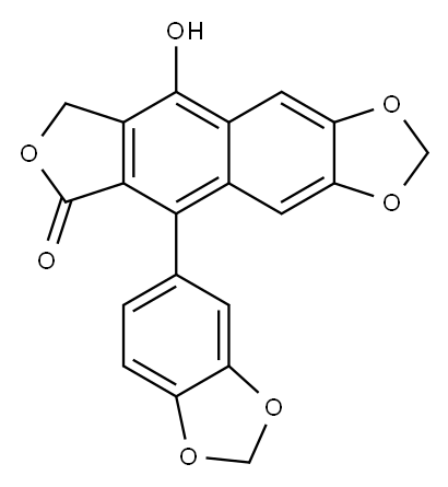 5-(1,3-Benzodioxol-5-yl)-9-hydroxyfuro[3',4':6,7]naphtho[2,3-d]-1,3-dioxol-6(8H)-one,22743-05-1,结构式