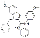 3,3-Dibenzyl-5-methoxy-N-(4-methoxyphenyl)-3H-indole-2-carboxamide 结构式