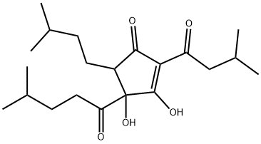 3,4-dihydroxy-5-(3-methylbutyl)-2-(3-methyl-1-oxobutyl)-4-(4-methyl-1-oxopentyl)cyclopent-2-en-1-one 结构式