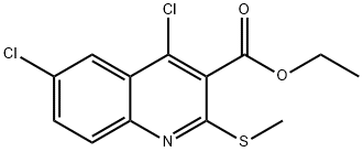 4,6-ジクロロ-2-(メチルチオ)キノリン-3-カルボン酸エチル 化学構造式