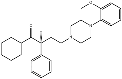 (S)-1-CYCLOHEXYL-4-[4-(2-METHOXY-PHENYL)-PIPERAZIN-1-YL]-2-PHENYL-BUTAN-1-ONE 化学構造式