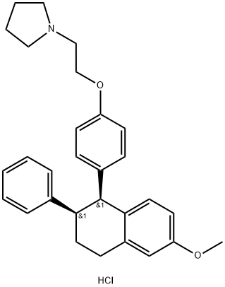 cis-1-[2-[4-(1,2,3,4-tetrahydro-6-Methoxy-2-phenyl-1-naphthalenyl)phenoxy]ethyl]-pyrrolidine HCl Structure