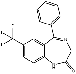 1,3-ジヒドロ-5-フェニル-7-(トリフルオロメチル)-2H-1,4-ベンゾジアゼピン-2-オン 化学構造式