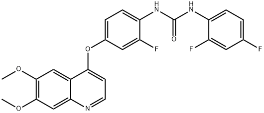1-(2,4-ジフルオロフェニル)-3-{4-[(6,7-ジメトキシキノリン-4-イル)オキシ]-2-フルオロフェニル}尿素 化学構造式