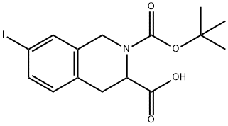2-BOC-7-IODO-1,2,3,4-TETRAHYDROISOQUINOLINE-3-CARBOXYLIC ACID Struktur