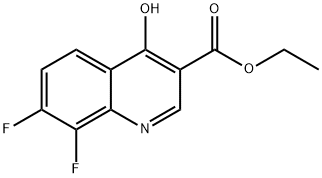 7,8-Difluoro-4-hydroxyquinoline-3-carboxylic acid ethyl ester 化学構造式