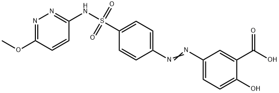 5-[[p-[(6-メトキシ-3-ピリダジニル)スルファモイル]フェニル]アゾ]サリチル酸 化学構造式