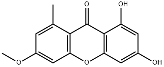 1,3-ジヒドロキシ-6-メトキシ-8-メチル-9H-キサンテン-9-オン 化学構造式