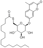 4-METHYLUMBELLIFERYL 6-THIO-PALMITATE-B-D-GLUCOPYRANOSIDE Struktur
