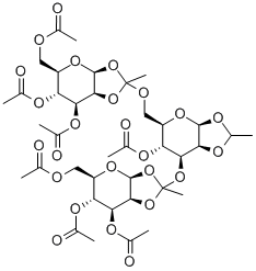 O-3,4,6-Tri-O-acetyl--D-mannopyranosylethylidyne-(1-23)-O-[3,4,6-tri-O-acetyl--D-mannopyranosylethylidyne-(1-26)]-1,2-O-ethylidene--D-mannopyranose Acetate Structure
