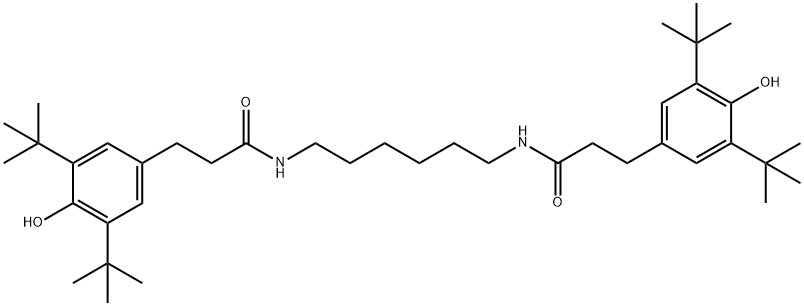 N,N'-ヘキサメチレンビス[3-(3,5-ジ-tert-ブチル-4-ヒドロキシフェニル)プロパンアミド] 化学構造式