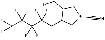 N-シアノ-3-(ヨードメチル)-4-(1H,1H-ノナフルオロペンチル)ピロリジン 化学構造式