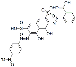 2-[[1,8-ジヒドロキシ-7-[(4-ニトロフェニル)アゾ]-3,6-ジスルホ-2-ナフタレニル]アゾ]安息香酸 化学構造式