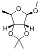 メチル2-O,3-O-(1-メチルエチリデン)-5-デオキシ-β-D-リボフラノシド 化学構造式